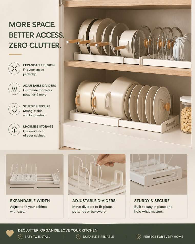 FlexRack™ Expandable Kitchen Pot Organizer