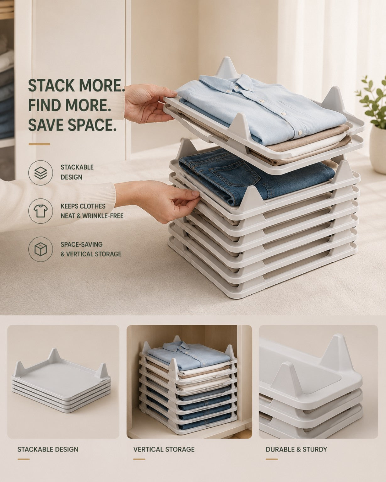 FoldStack™ Stackable Shirt Organizer Boards