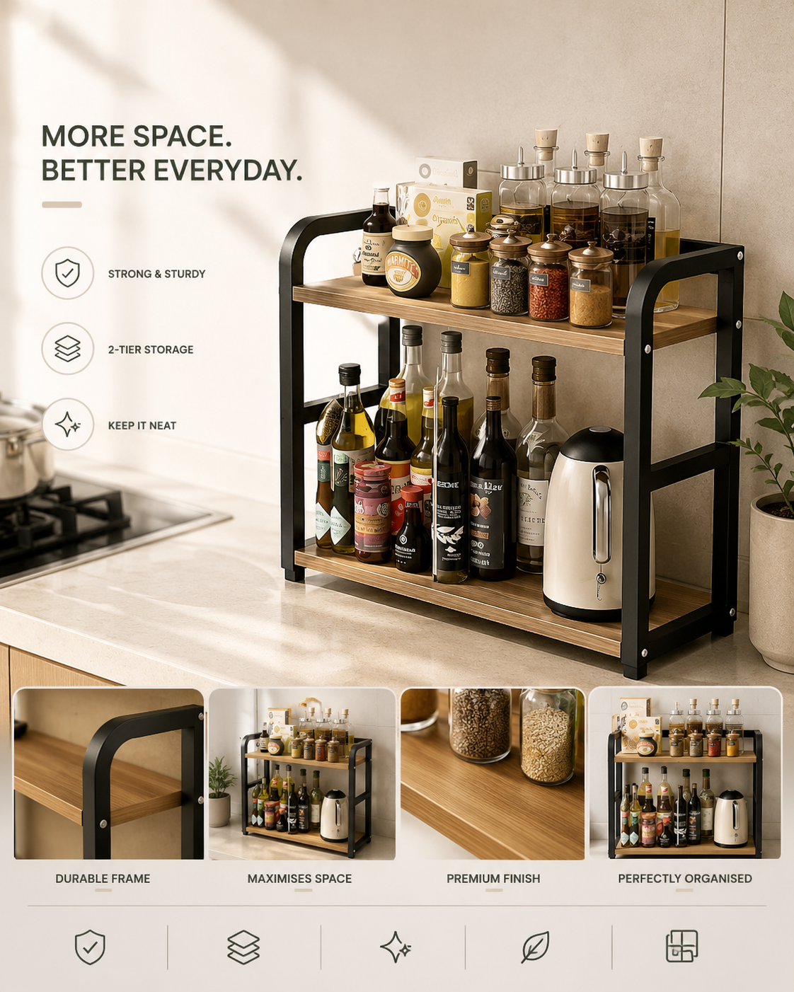 Elevate™ 2-Tier Metal Countertop Shelf
